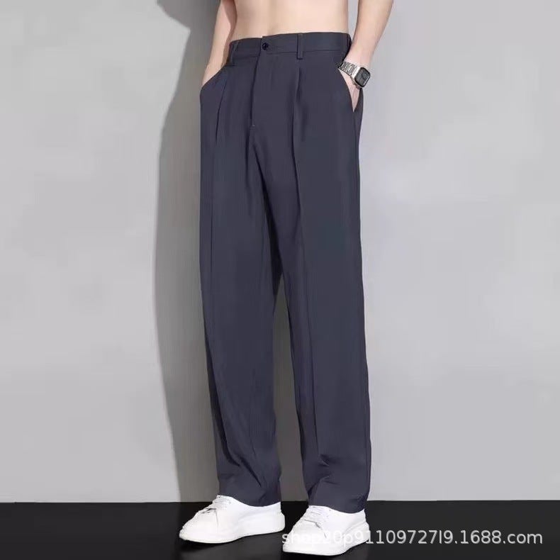 Loose Casual Pants For Men Korean Style Trendy Versatile Thin Drape Wide-Leg Floor-Length Trousers - Image 1