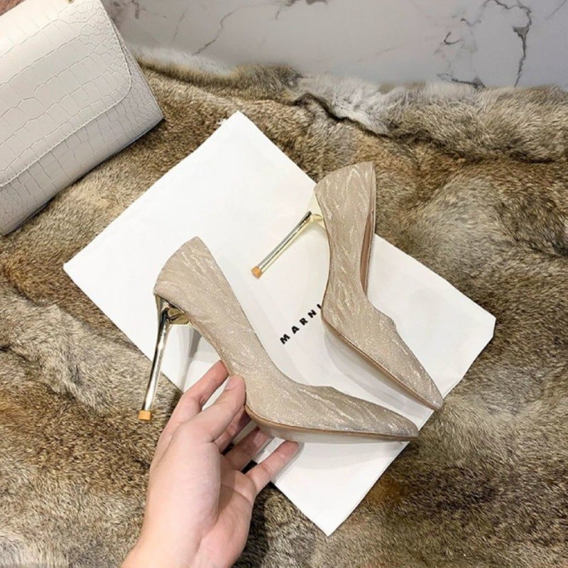 أحذية زفاف جديدة بكعب عالٍ مدبب 2024، تناسب جميع الأزياء، موضة اجتماعية، آداب، كعب رفيع، أحذية فرنسية فردية - Image 1