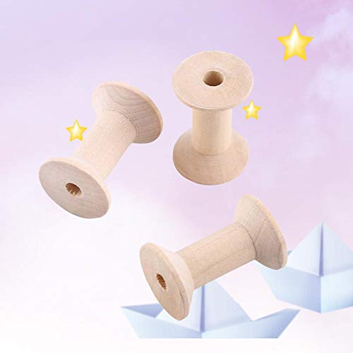 YOSOO Wooden Spools, Natural Wood Material Versatile for DIY Crafts Educational Decorative, Empty Sewing Bobbins Thread Holder, 10pcs 1.85x1.22in, for Arts Crafts Sewing Weaving - Image 5
