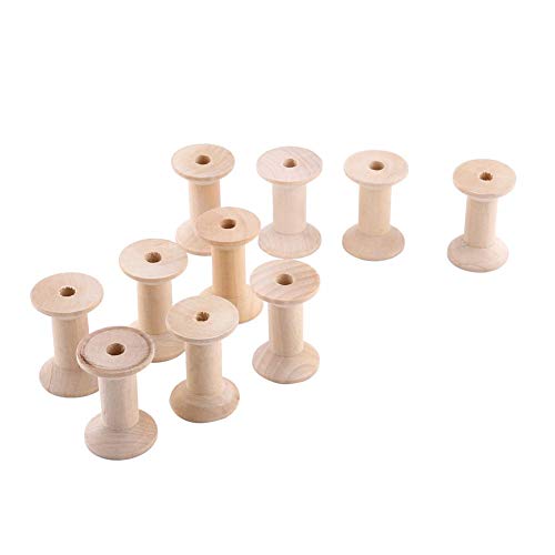 YOSOO Wooden Spools, Natural Wood Material Versatile for DIY Crafts Educational Decorative, Empty Sewing Bobbins Thread Holder, 10pcs 1.85x1.22in, for Arts Crafts Sewing Weaving - Image 1