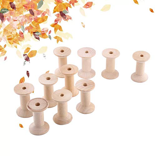 YOSOO Wooden Spools, Natural Wood Material Versatile for DIY Crafts Educational Decorative, Empty Sewing Bobbins Thread Holder, 10pcs 1.85x1.22in, for Arts Crafts Sewing Weaving - Image 2