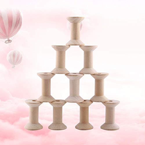 YOSOO Wooden Spools, Natural Wood Material Versatile for DIY Crafts Educational Decorative, Empty Sewing Bobbins Thread Holder, 10pcs 1.85x1.22in, for Arts Crafts Sewing Weaving - Image 4