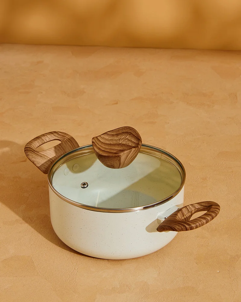 REDTAG Beige Aluminum Non Stick Dutch Oven With Glass Lid (18Cm)