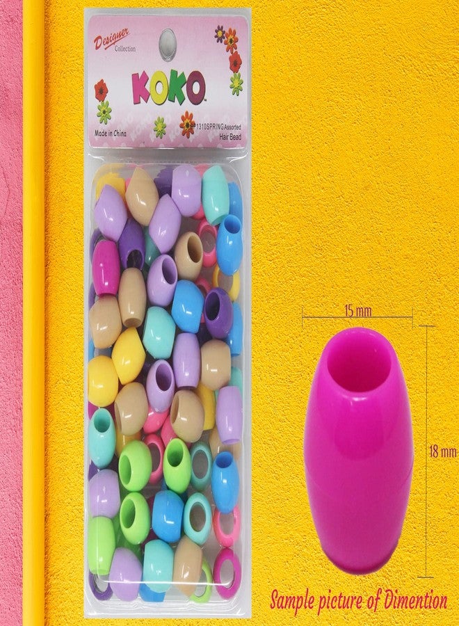 koko Pony Beads, 60 PCs X-Large 18x15 mm, Premium Rubber Craft Beads, Spring Mix (BP-1310NEMK) - Image 4