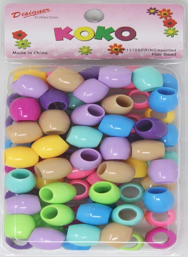 koko Pony Beads, 60 PCs X-Large 18x15 mm, Premium Rubber Craft Beads, Spring Mix (BP-1310NEMK) - Image 2