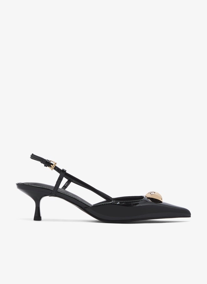 Ella Limited Edition Gold Accent Detailed Open Back Pump Mid Heel - Image 1