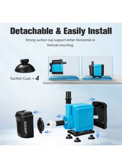KEDSUM KEDSUM 320GPH Submersible Pump(1500L/H, 20W), Ultra Quiet Water Pump with 4ft High Lift, Aquarium Pump with 6.5ft Power Cord, 2 Nozzles for Fish Tank, Pond, Aquarium, Statuary, Hydroponics  - Image 4