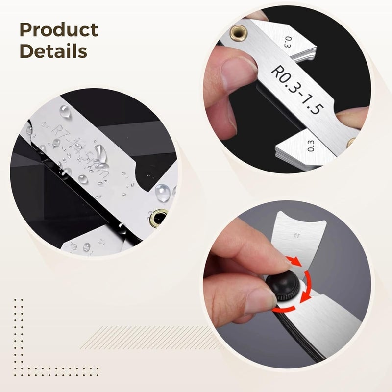 4-Pack Radius Measurement Gauge, 0.3 to 25 Mm Range, Stainless Iron 203, High-Accuracy Fillet Tool Set for Pros & Hobbyists - Image 5