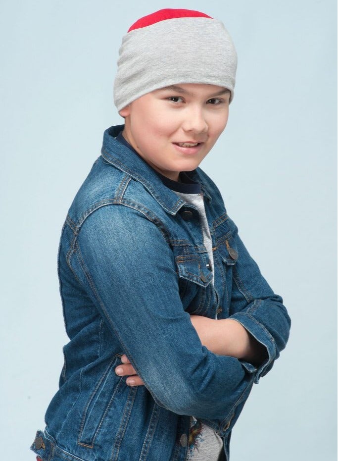 Rung Alex Red & Grey Reversible Beanie for Kids - Image 1