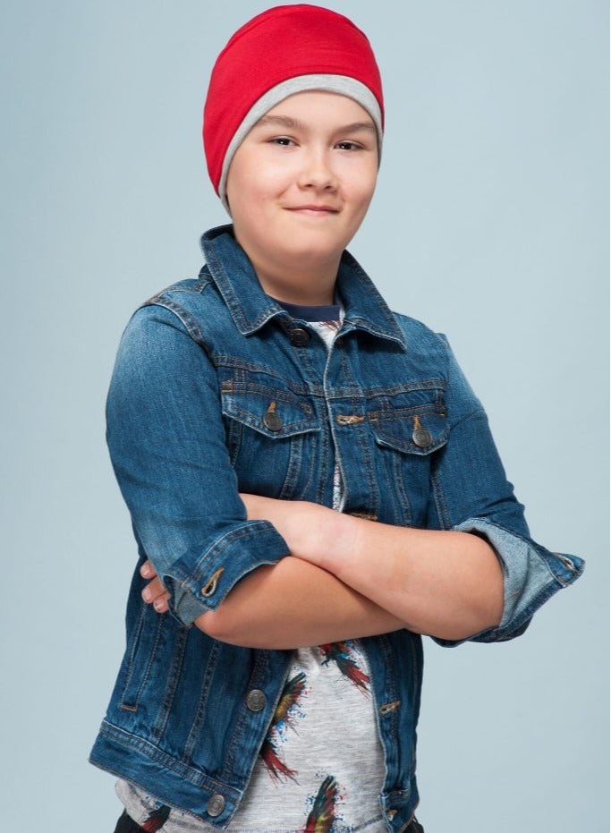 Rung Alex Red & Grey Reversible Beanie for Kids - Image 2