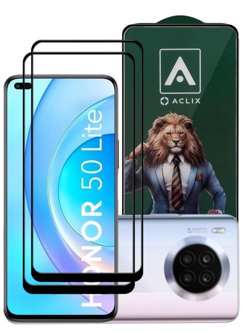 ACLIX 2 Pieces Antistatic ESD Dustproof Premium Quality High Definition Tempered Glass Screen Protector Designed For Honor 50 Lite - Image 1