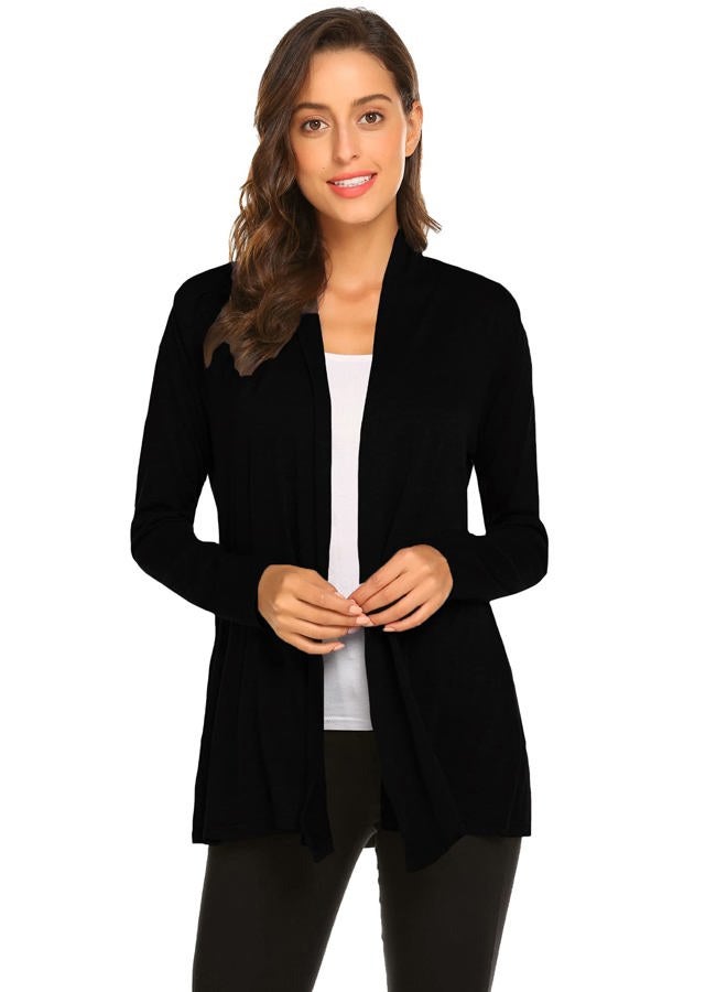 Newchoice Womens Casual Lightweight Long Sleeve Cardigan Soft Drape Open Front Fall Dusters (S-3XL), Black, 3XL - Image 1