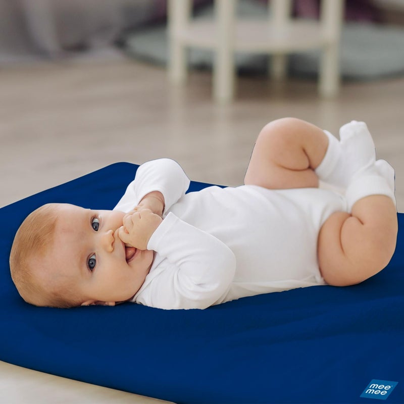 Mee Mee Reusable Water Proof Cotton Bed Protector SheetExtra Absorbent MatDry SheetsUrine SheetDry MatSmall Cyan Blue50CmX70Cm