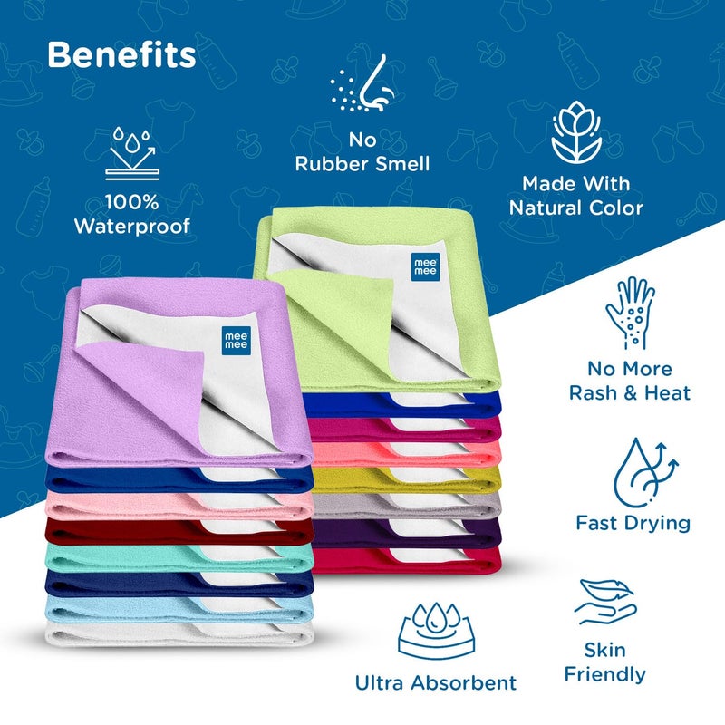 Mee Mee Reusable Water Proof Cotton Bed Protector SheetExtra Absorbent MatDry SheetsUrine SheetDry MatSmall Cyan Blue50CmX70Cm