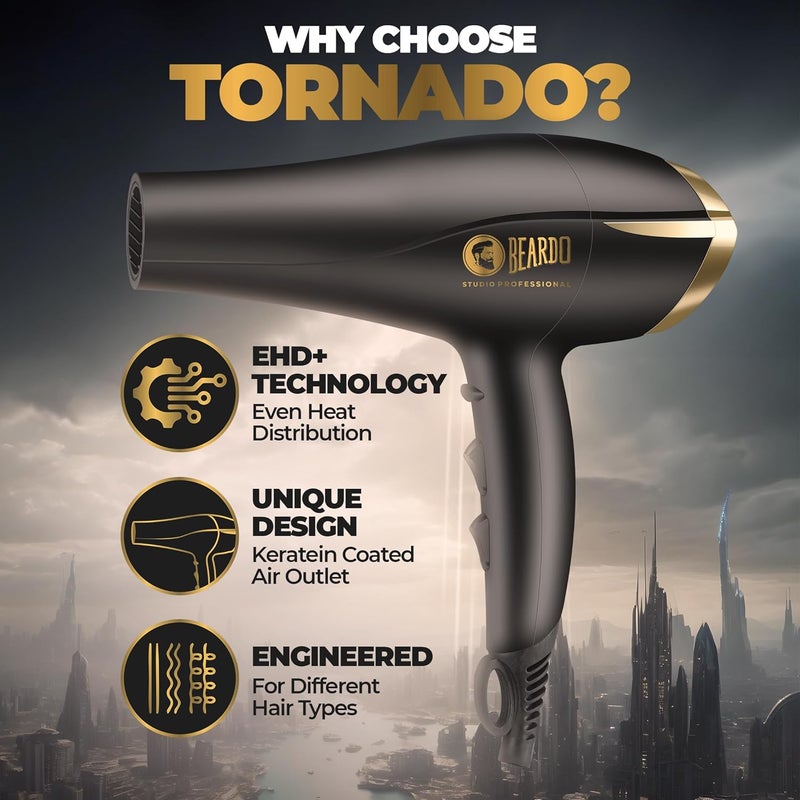 Beardo Tornado Hair Dryer for Men - Black - Image 3