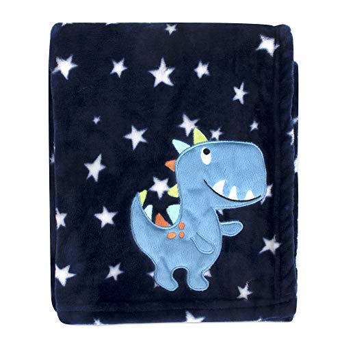 Baby Essentials Plush Fleece Throw and Receiving Baby Blankets for Boys and Girls 30x36 (Blue Dino) - Image 2