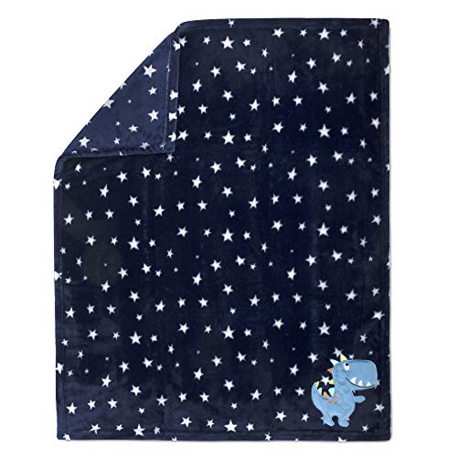 Baby Essentials Plush Fleece Throw and Receiving Baby Blankets for Boys and Girls 30x36 (Blue Dino) - Image 5