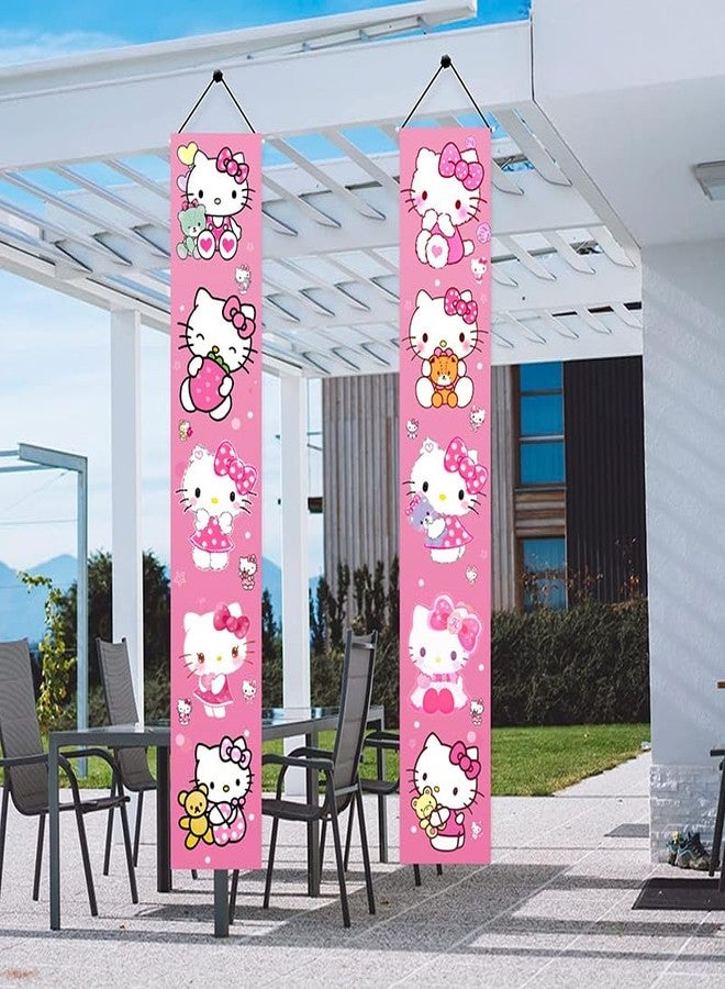 BNFUO 2Pcs Hello Cats Birthday Porch Sign Door Hanging Banner Birthday Party Supplies for Wall Decorations - Image 4