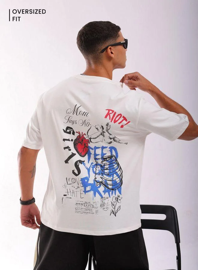 ذا انديان كراج كو Men Boxy Oversized Graphic Back Printed Round Neck Tshirt