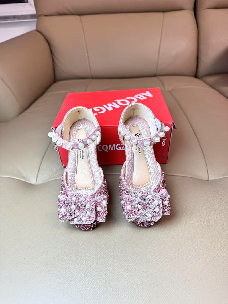 Autumn 2025 Lady Baby Girl Girl Princess Butterfly Diamond Shoes Leather Shoes Dance Shoes Sandals - Image 1