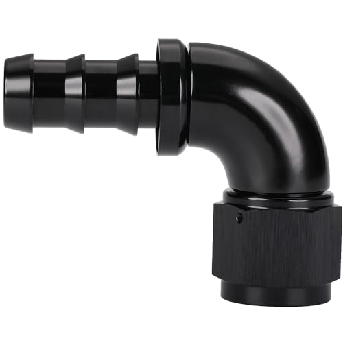 Podavelle 10AN 90 Degree Push Lock Full Flow Hose Fitting End Elbow Adapter Aluminum Black - Image 1