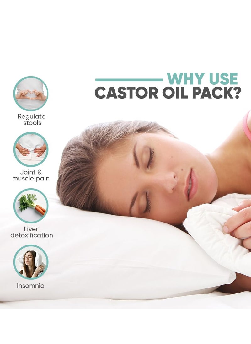 RATSAW 2 Pack Castor Oil Wraps Reusable Organic Castor Oil Packs Kit for Liver Detox Adjustable Elastic Strap Oil Pack Wrap Comfort Flannel Cotton Anti Oil Leak  - Image 4