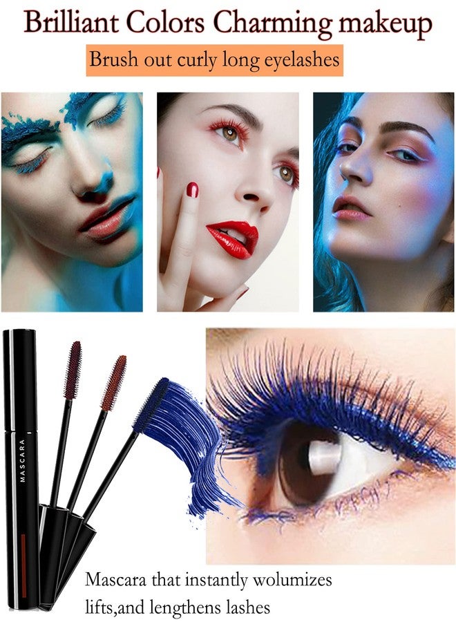 LYSdefeu ماسكارا زرقاء مقاومة للماء للرموش، ماسكارا سائلة زرقاء لامعة تدوم طويلاً وتمنح تجعيداً وحجماً وطولاً، ماسكارا ملونة لحفلات الكوسبلاي، هدية مكياج عيون ليوم الأم للنساء والفتيات - Image 4