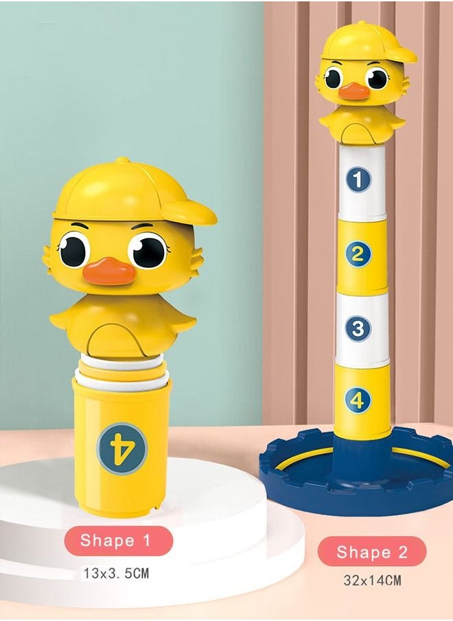 Generic - 4 Floors Colorful Stacking Cups Toys with 8 Pieces Different Size Ring 4 Cups a Duck for Children Early Education of Numbers and Letters Toys - Image 1