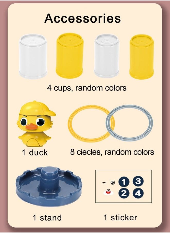 Generic - 4 Floors Colorful Stacking Cups Toys with 8 Pieces Different Size Ring 4 Cups a Duck for Children Early Education of Numbers and Letters Toys - Image 1