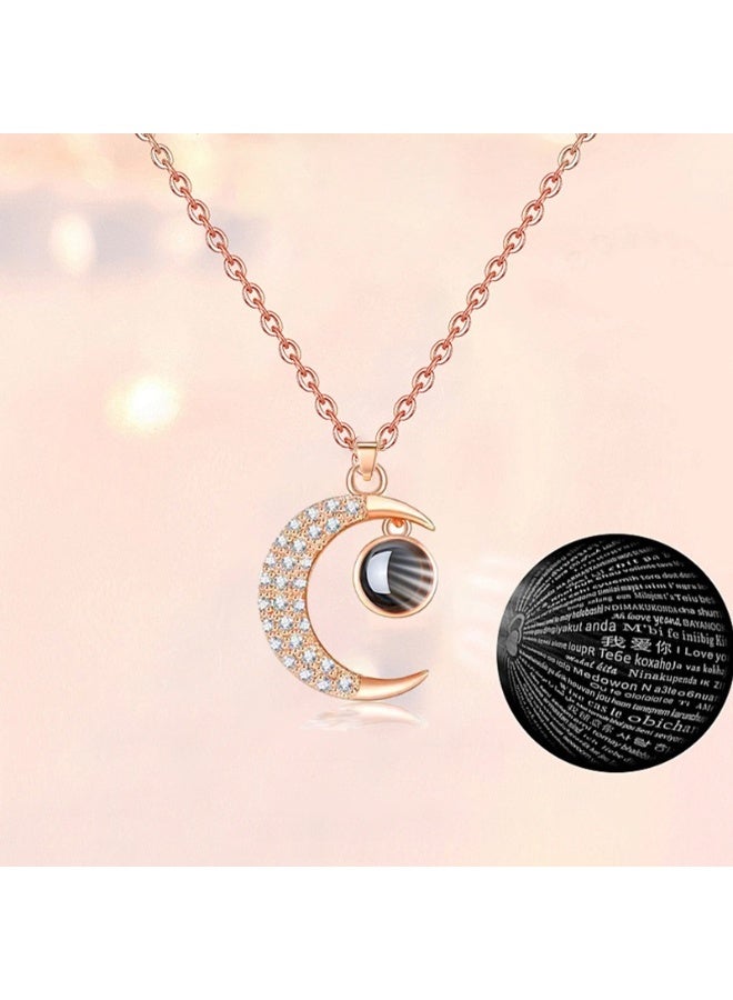 مجموعة هدايا وردة الحب الخالدة وقلادة "أحبك بـ100 لغة" | علبة مجوهرات مع زهرة محفوظة للذكرى السنوية، الزفاف وعيد الميلاد - Image 4