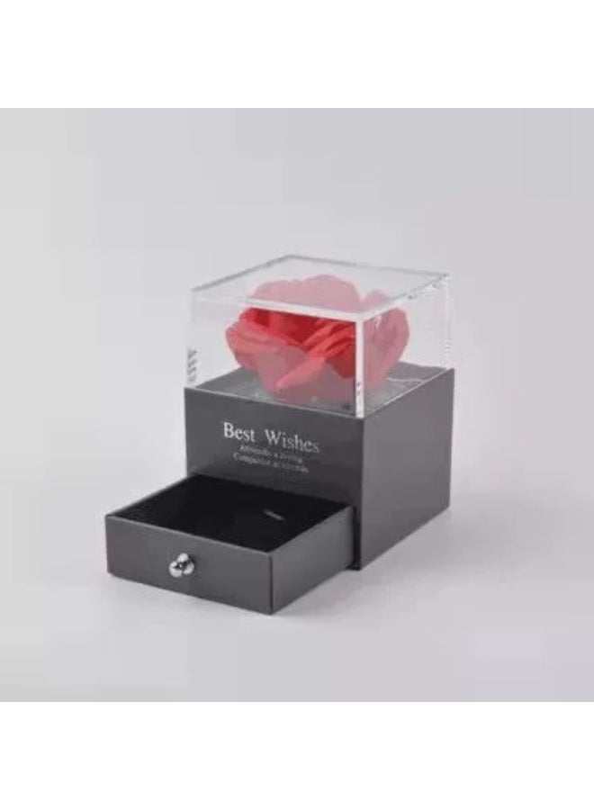 مجموعة هدايا وردة الحب الخالدة وقلادة "أحبك بـ100 لغة" | علبة مجوهرات مع زهرة محفوظة للذكرى السنوية، الزفاف وعيد الميلاد - Image 2