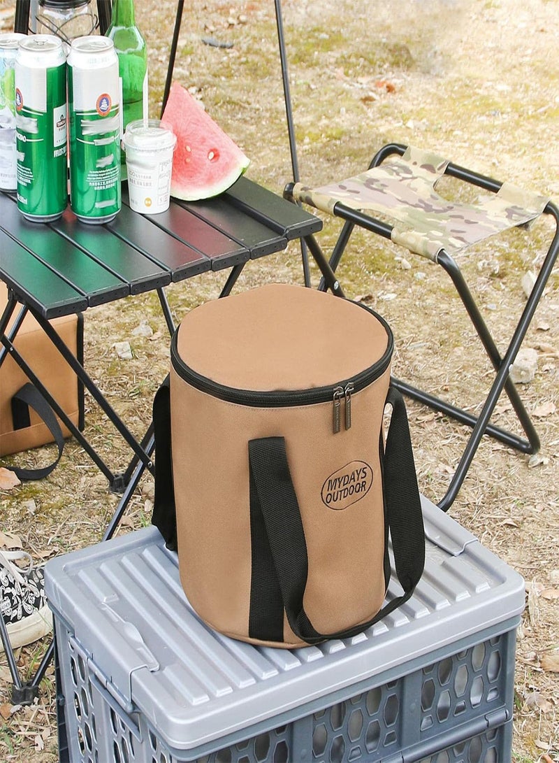 GGOOT Camping Cookware Storage Bag - Camping Stoves Storage Bag | Travel Use Cooking Set Storage Pouch, Multifunctional Bucket Round Pocket with Zippers - Image 3