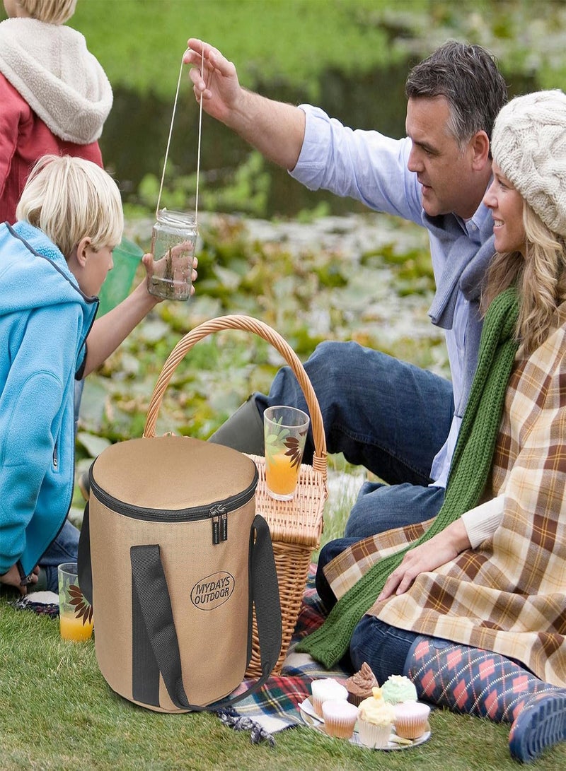 GGOOT Camping Cookware Storage Bag - Camping Stoves Storage Bag | Travel Use Cooking Set Storage Pouch, Multifunctional Bucket Round Pocket with Zippers - Image 2