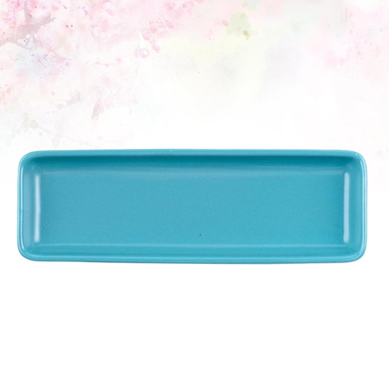Blue Ceramic Sushi Serving Platter Long Porcelain Tray for Home and Restaurant Use - Image 4