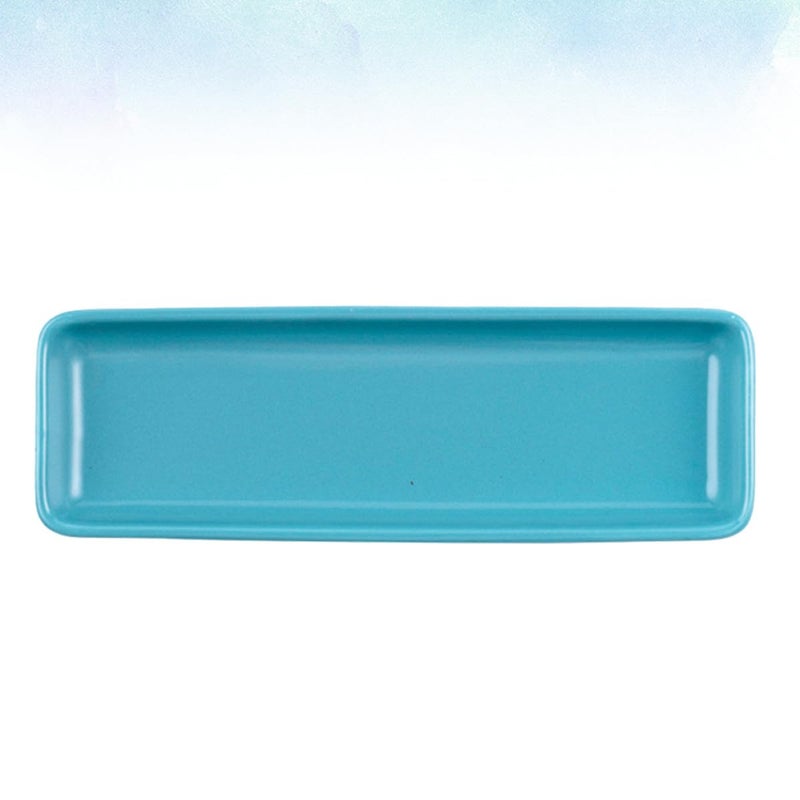 Blue Ceramic Sushi Serving Platter Long Porcelain Tray for Home and Restaurant Use - Image 3