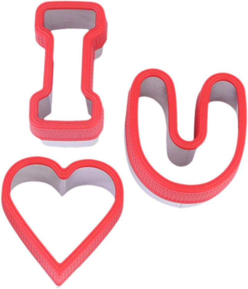 Valentine's Day Baking Molds 3pcs Heart-shaped Cookie Cutters Sandwich Mold Stainless Steel Reusable Cake Making Tool for Household Biscuit and Chocolate Cakes - Image 1