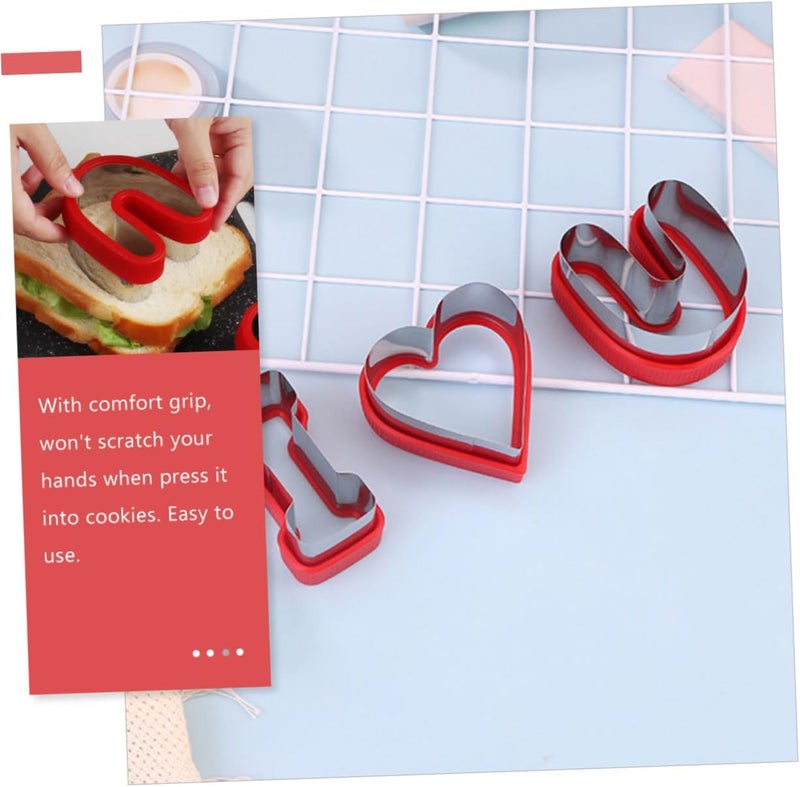 Valentine's Day Baking Molds 3pcs Heart-shaped Cookie Cutters Sandwich Mold Stainless Steel Reusable Cake Making Tool for Household Biscuit and Chocolate Cakes - Image 5