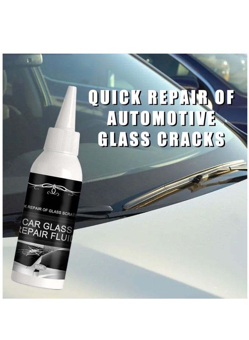 2x50ml Car Windshield Crack Scratch Resin Repair Tool For Glass Chips And Cracks, DIY Car Windshield Repair Kit, Car Windscreen Glass Repairing Glue For Bulls Eyes, Star Half Moon, Start-Shaped Crack