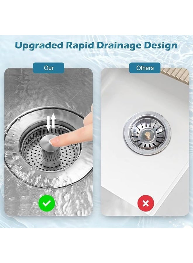 PINKSAMA Upgraded 3 in 1 Kitchen Sink Drain Strainer - Stainless Steel Pop Up Stopper & Anti-Clogging Basket for Fast Drainage - Image 5