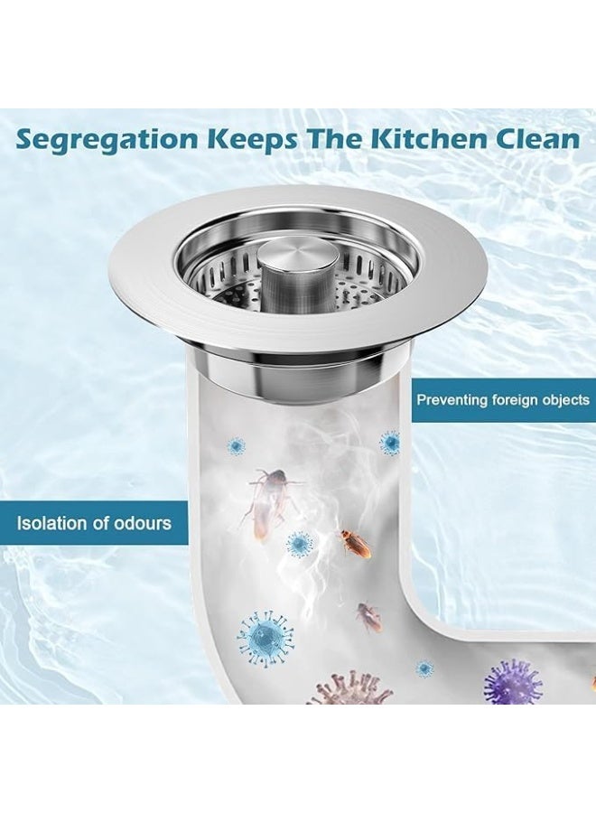 PINKSAMA Upgraded 3 in 1 Kitchen Sink Drain Strainer - Stainless Steel Pop Up Stopper & Anti-Clogging Basket for Fast Drainage - Image 4