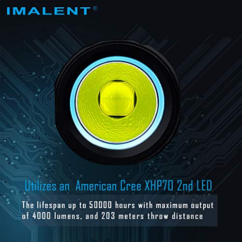 IMALENT مصباح يدوي IMALENT LD70 EDC، 4000 لومن، مصابيح قوية ومضغوطة مع LED CREE XHP70.2، مصباح يدوي قابل لإعادة الشحن للتخييم والمشي (أخضر) - Image 3