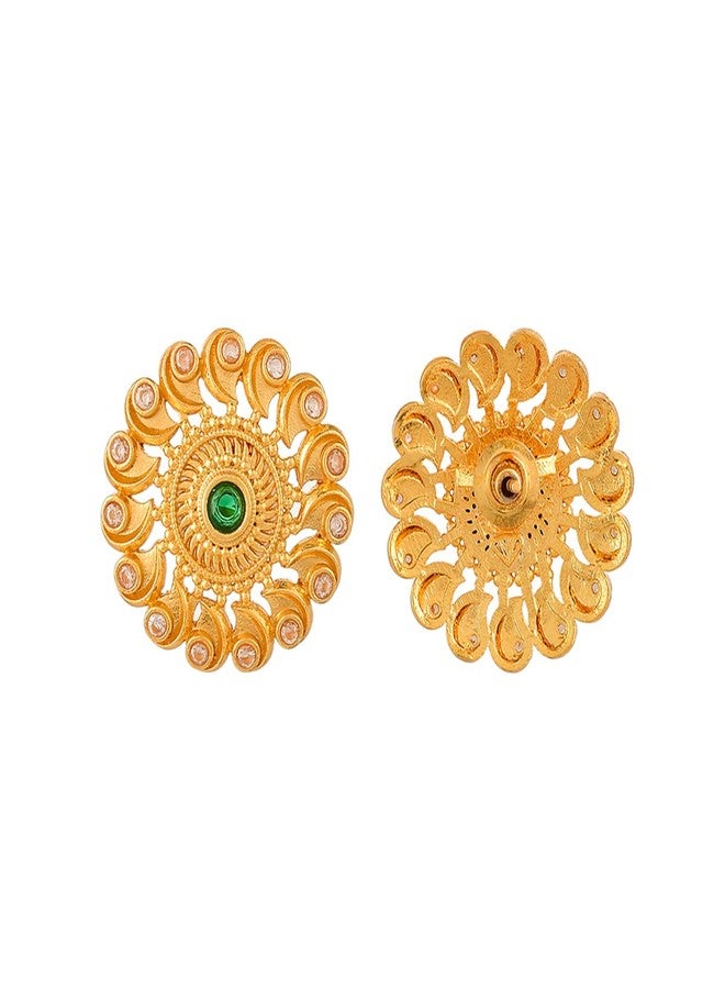 Voylla Abharan Green and White Stones Stud Earrings - Image 5