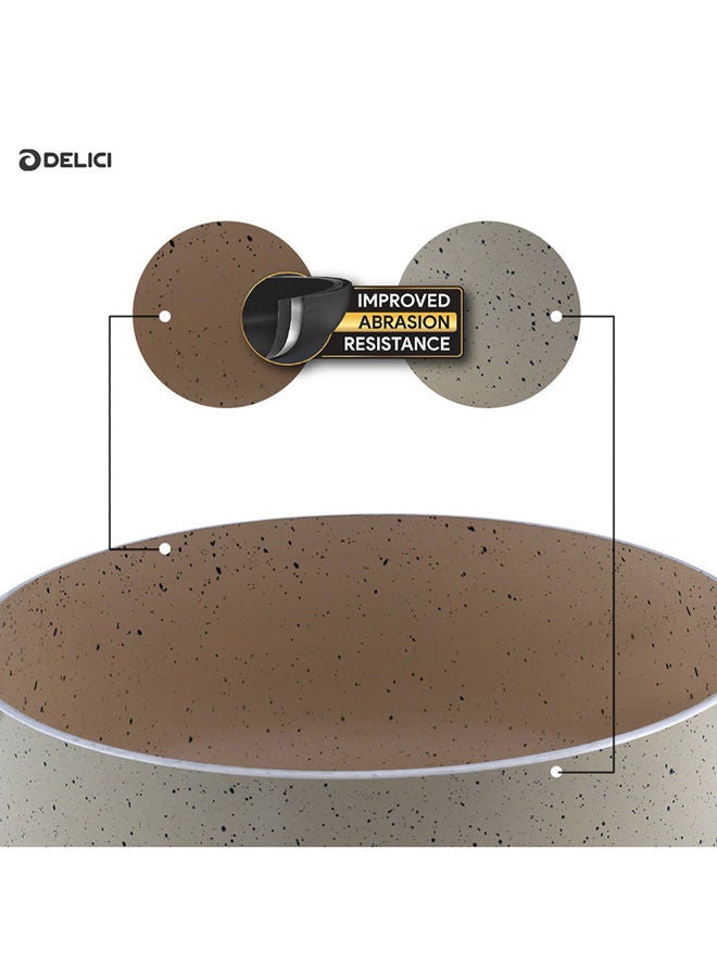 DELICI DELICI Sauce Pan 20CM - High-Grade Granite Ivory with Black Spatter Coating Kitchen Cooking Food Preparation, Superior Aluminium Body, Healthy Non-Stick Interior, PFOA Free - ASP20IE  - Image 3