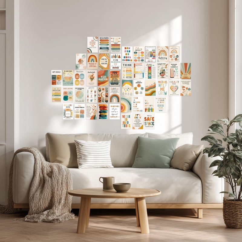 TracyArt Mental Health Posters - Therapy Office Decor, Motivational Posters for Classroom, Unframed 48 Pcs 4" x 6" - Image 2