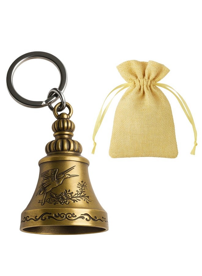 FOSSE جرس حارس معدني مفاتيح فوس | سلسلة مفاتيح التبت حظ جيد (1 قطعة)، ذهبي - Image 1