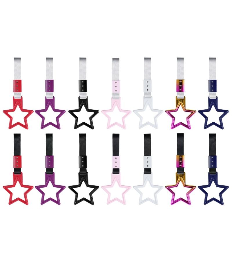 Pink Star Shaped Car Pull Ring With Black Belt Wrist Strap Car Interior Hanging Handle Decoration Accessory Warning Hanging Ring For Cars Trucks Motorcycles - Image 1