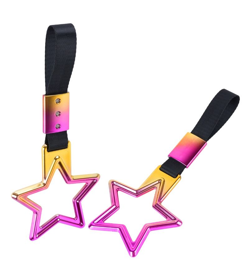 Pink Star Shaped Car Pull Ring With Black Belt Wrist Strap Car Interior Hanging Handle Decoration Accessory Warning Hanging Ring For Cars Trucks Motorcycles - Image 4