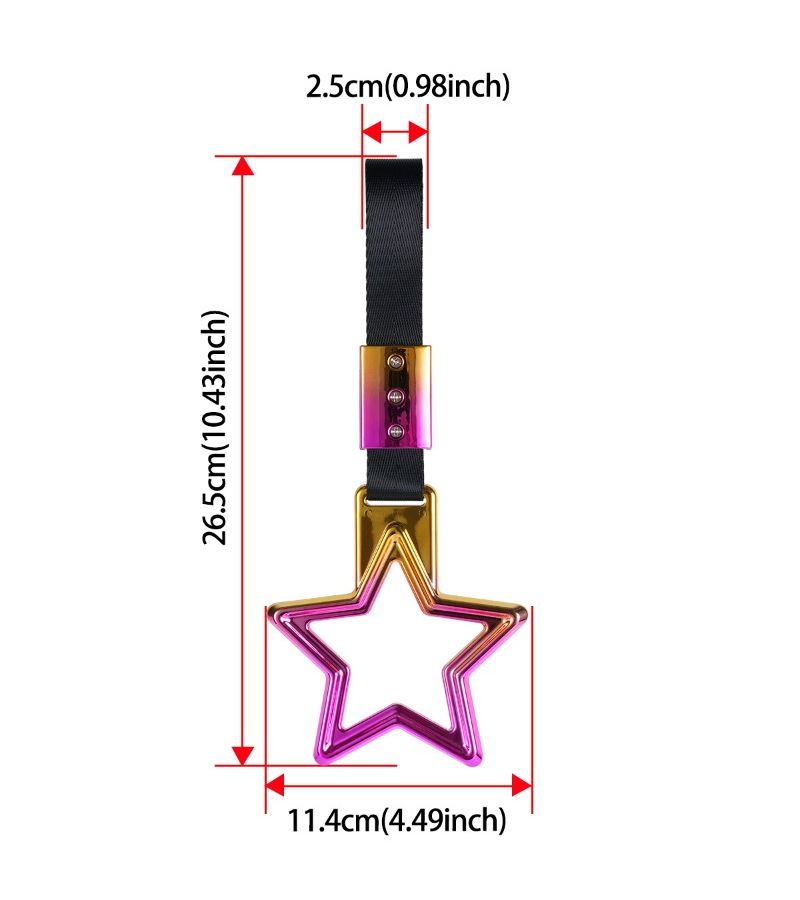 Pink Star Shaped Car Pull Ring With Black Belt Wrist Strap Car Interior Hanging Handle Decoration Accessory Warning Hanging Ring For Cars Trucks Motorcycles - Image 3