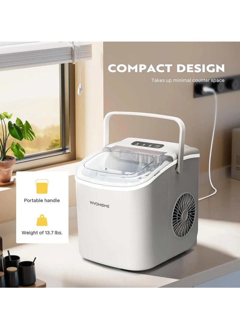 Generic Countertop Ice Maker, 26lbs/24H Ice Cube Maker Machine with Handle, Self Cleaning Function, with Hand Scoop 10 Ice Bags, Silver  - Image 2