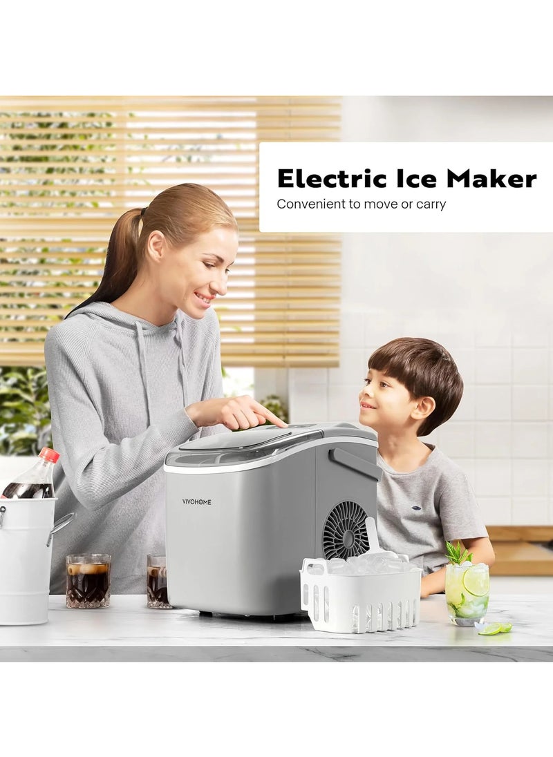 Generic Countertop Ice Maker, 26lbs/24H Ice Cube Maker Machine with Handle, Self Cleaning Function, with Hand Scoop 10 Ice Bags, Silver  - Image 5